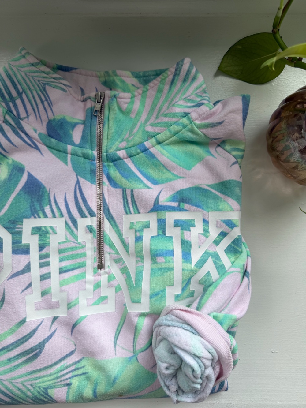 Victoria’s Secret PINK Quarter Zip Sweatshirt in Tropical Pink